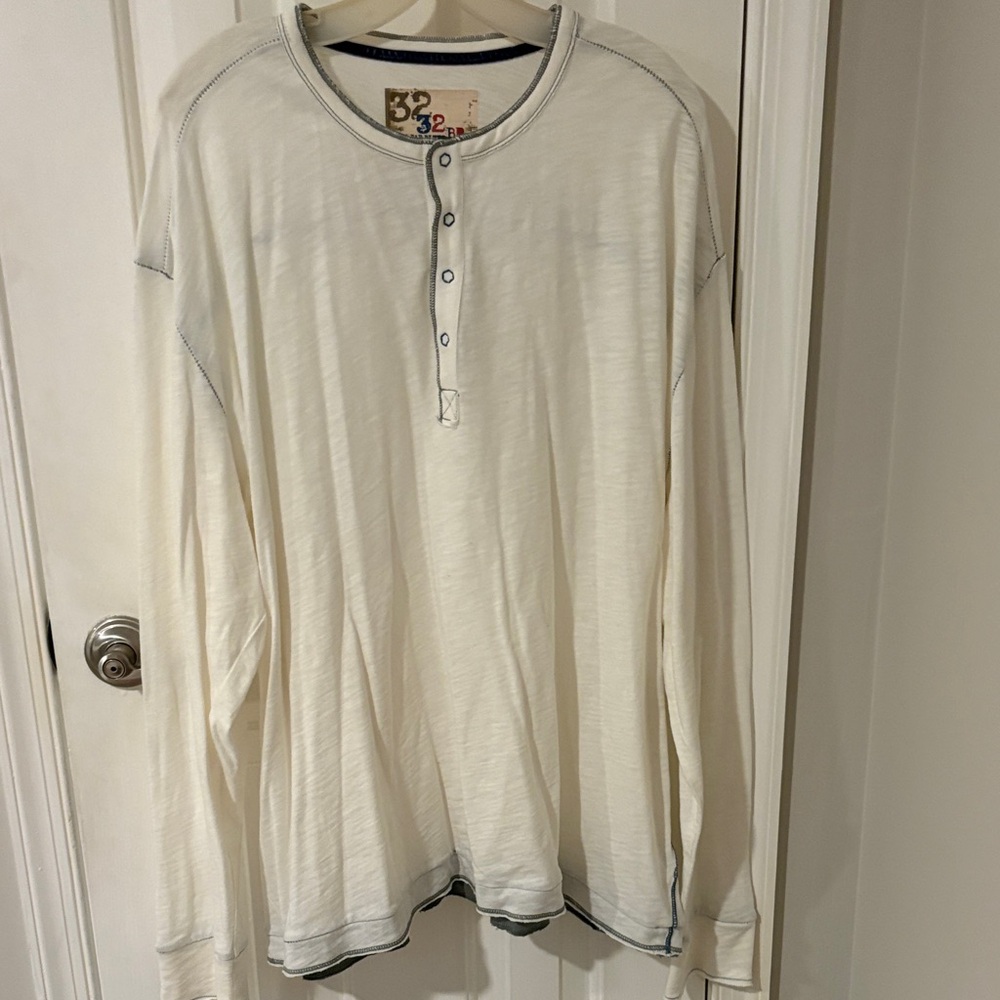 Men's Off-White Long Sleeve Henley Shirt